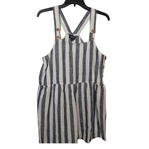GeGio Pants - GeGio USA Womens Linen‎ Blend Romper Size Small Blue/White Stripe